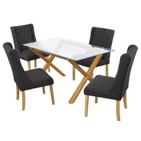 LPD Grey Wing Linen Dining Chairs - Pair