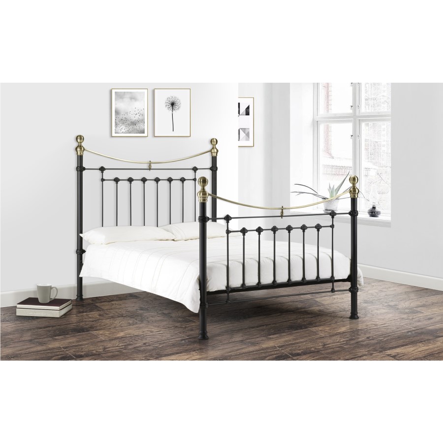 Black Brass Metal King Size Bed Frame - Victoria - Julian Bowen