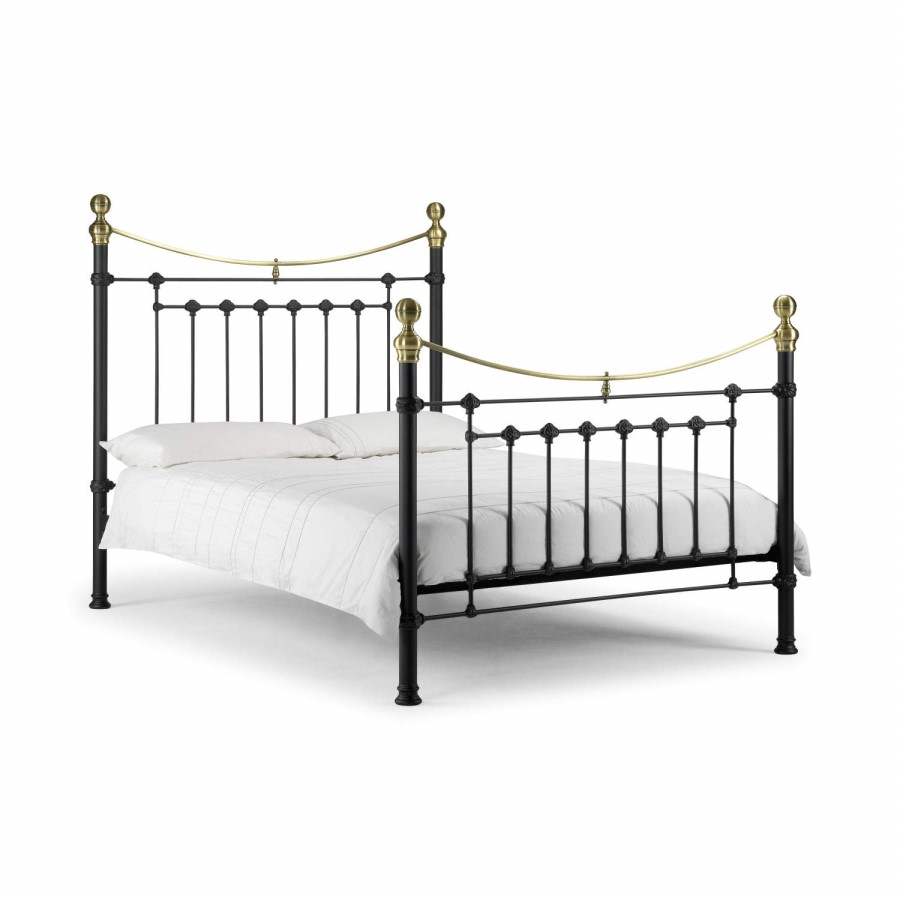 Black Brass Metal King Size Bed Frame - Victoria - Julian Bowen