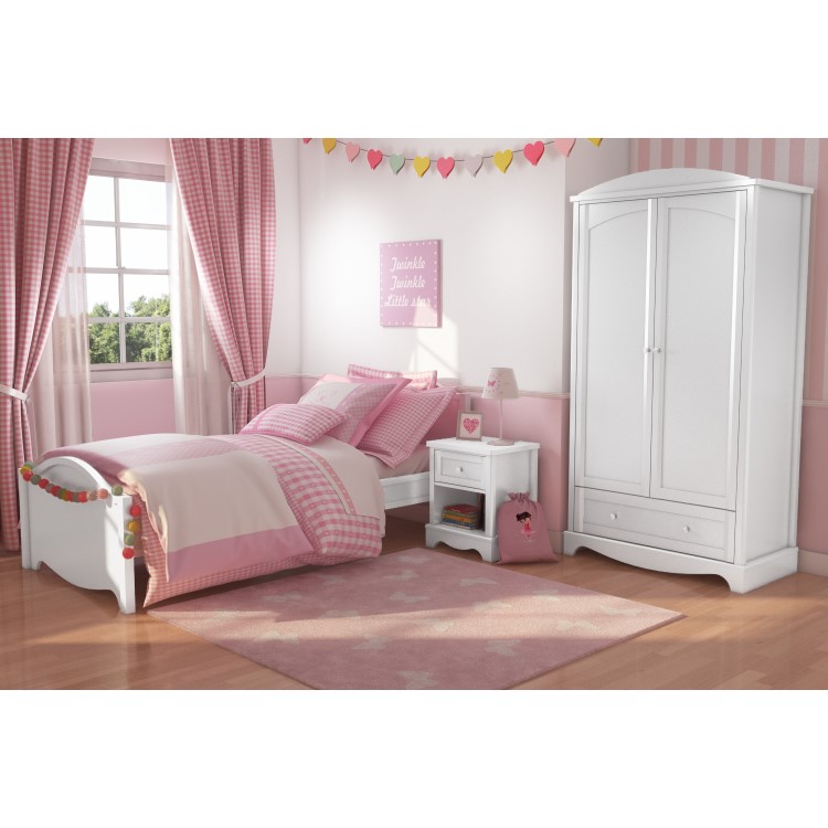 Victoria Girls White 1 Drawer Bedside Table