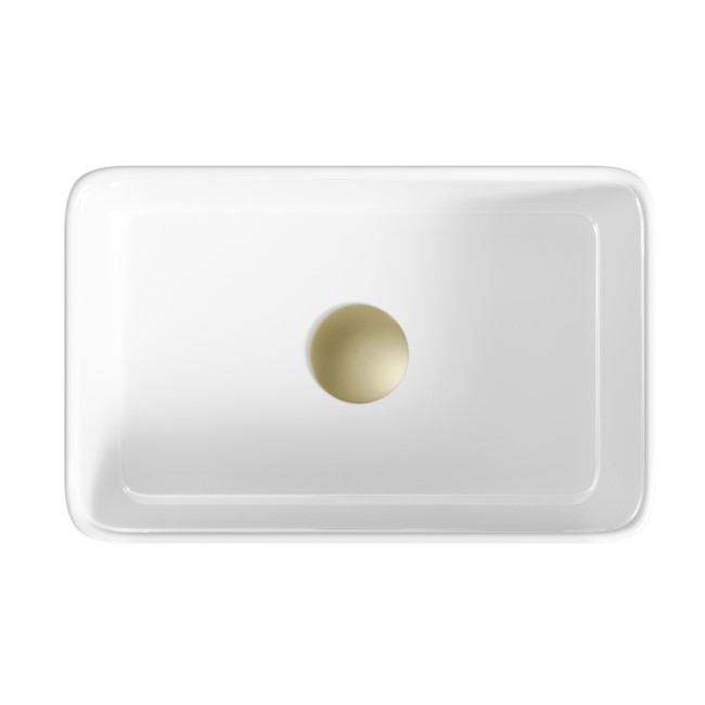 Gloss White Rectangular Countertop Basin 361mm - Vida