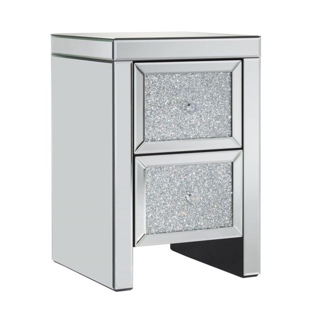 Vienna 2 Drawer Bedside Table with Crushed Diamond Effect