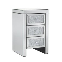 Vienna Mirrored 3 Drawer Bedside Table with Crushed Diamond Effect
