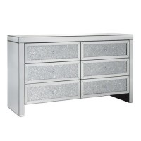 Vienna Mirrored 6 Drawer Wide Chest of Drawers with Crushed Diamond Effect