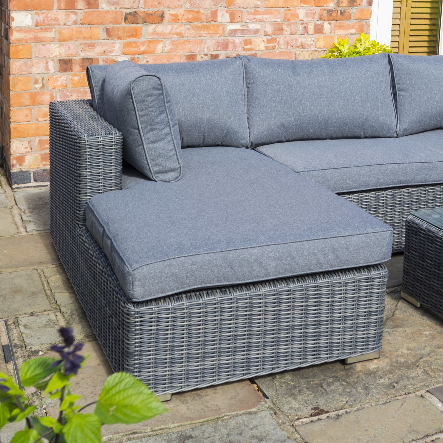 Rowlinson Vienna Grey Rattan L Shaped Garden Sofa Set - Furniture123