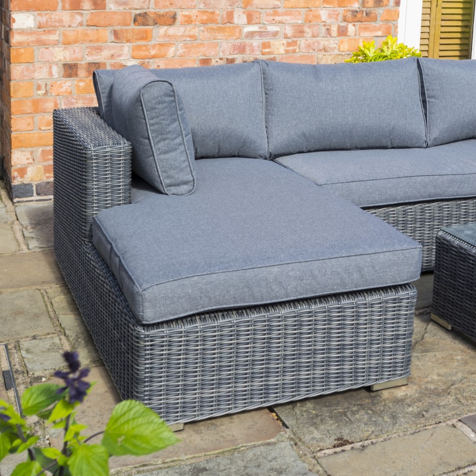 Rowlinson Rattan L Shaped Garden Lounger Set in Grey - Vienna Range