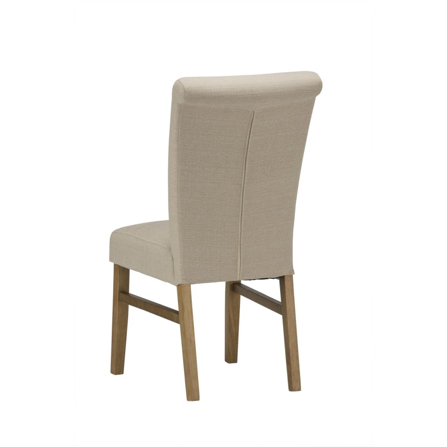 Vigo Button Back Dining Chair In Beige Natural Fabric
