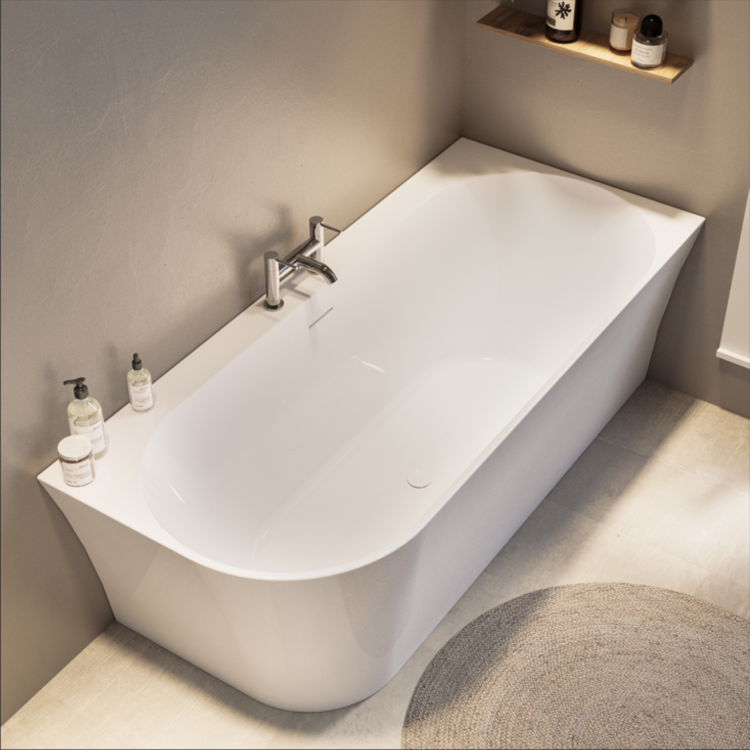 Freestanding Double Ended Right Hand Corner Bath 1700 x 750mm - Vigo