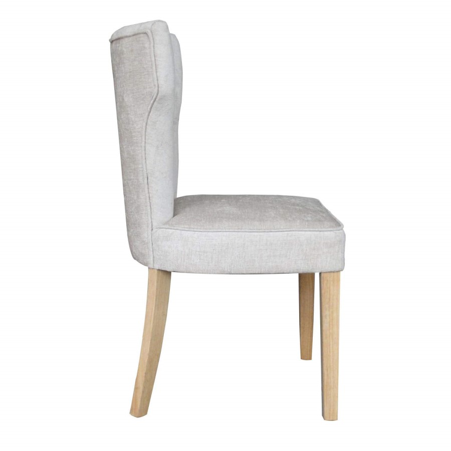 Lawnton Antique Beige Velvet Fabric Pair of Chairs