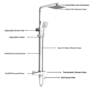 Chrome Square Thermostatic Bar Bath Mixer Shower Set with Slide Rail Kit & Hand Shower - Vira