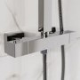 Chrome Square Thermostatic Bar Mixer Shower Set with Slide Rail Kit & Hand Shower - Vira