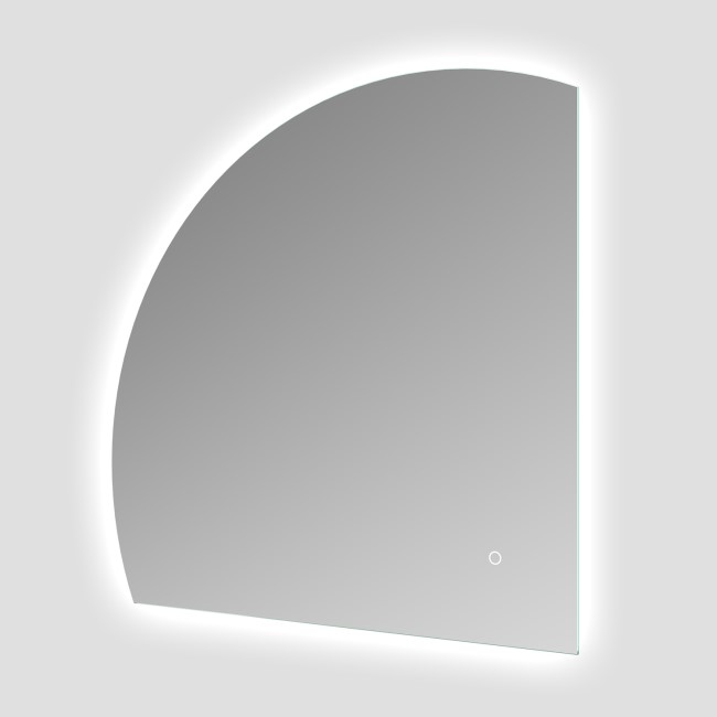 Quarter Circle Backlit Heated Bathroom Mirror with Lights 800mm – Virgo