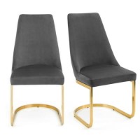ONLY OPENED - Set of 2 Grey Velvet Dining Chairs - Julian Bowen ONLY OPENED - Set of 2 Grey Velvet Dining Chairs - Julian Bowen