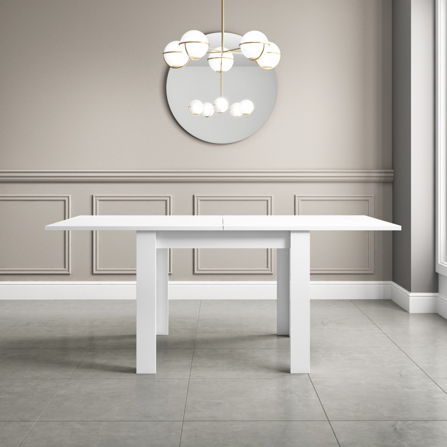 White High Gloss Dining Table 4 Seater Flip Top  Vivienne