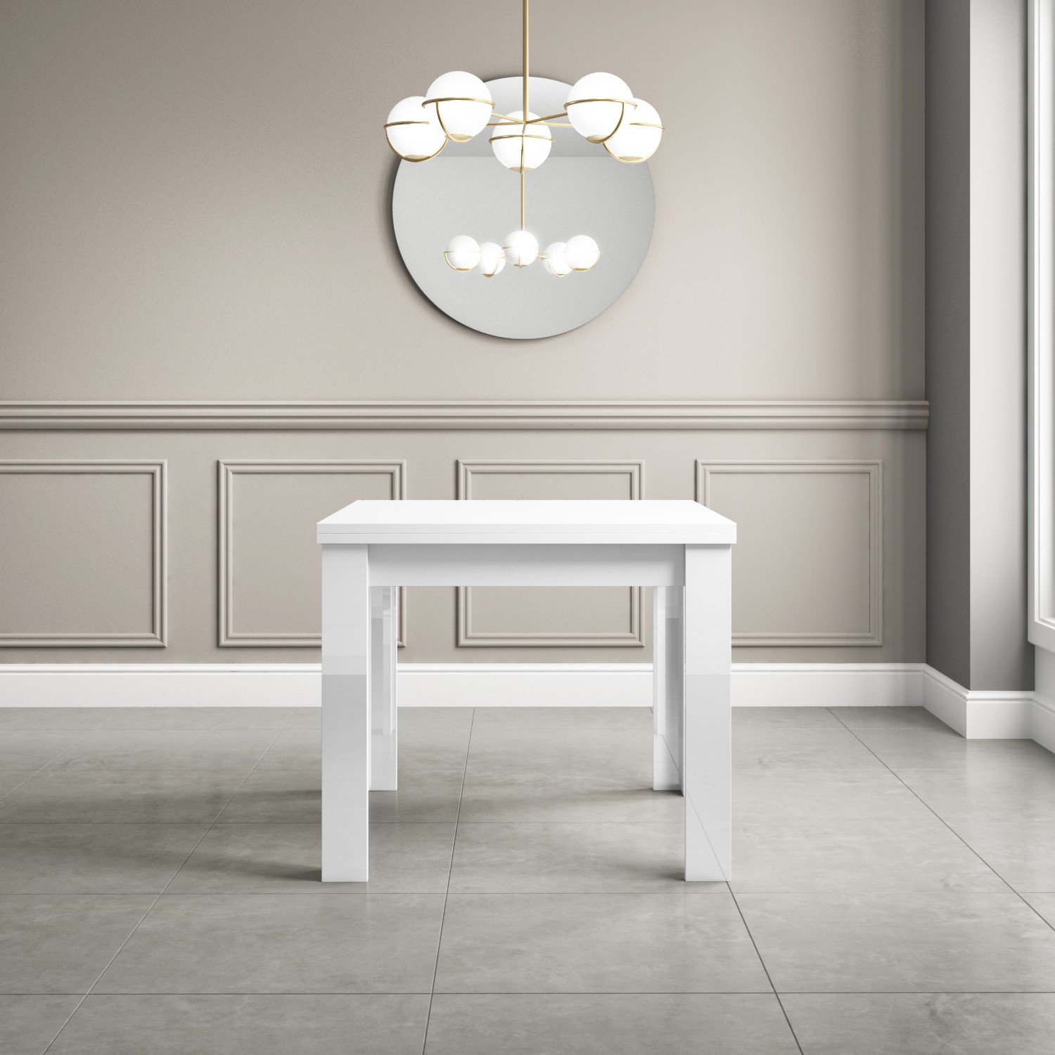 white high gloss dining table flip top  vivienne