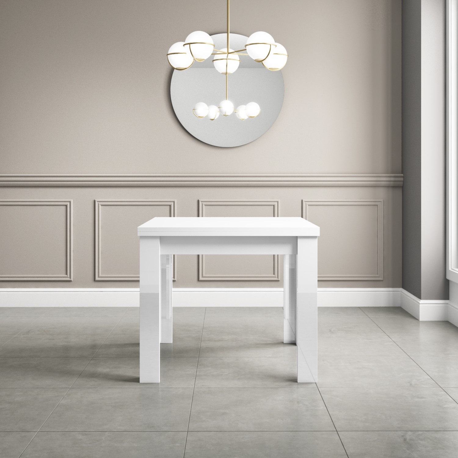 white high gloss dining table flip top vivienne