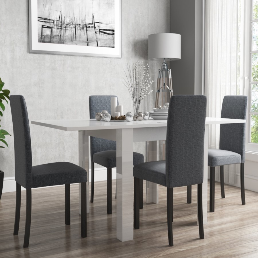 GRADE A2 - White High Gloss Dining Table Flip Top - Vivienne