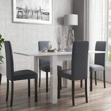 Vivienne Flip Top White High Gloss Dining Table + 4 Slate Chairs
