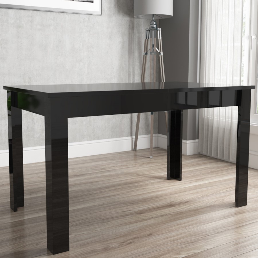 GRADE A1 - Vivienne Extending Black High Gloss Dining Table