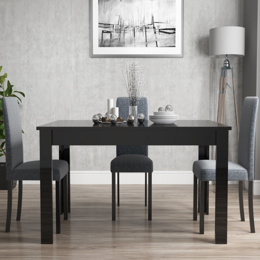GRADE A1 - Vivienne Extending Black High Gloss Dining Table