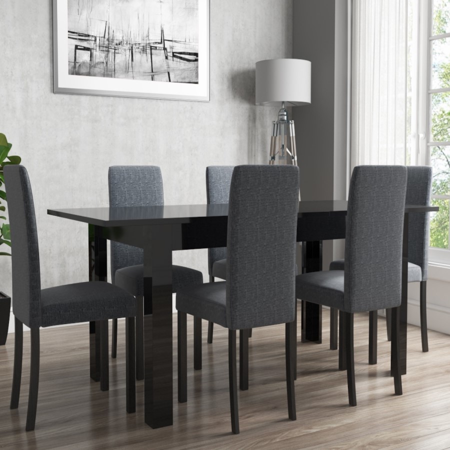 GRADE A1 - Vivienne Extending Black High Gloss Dining Table