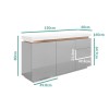 GRADE A1 - Grey &amp; White Gloss Sideboard with Copper Inlay - Vivienne