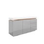 Grey & White Gloss Sideboard with Brass Inlay - Vivienne