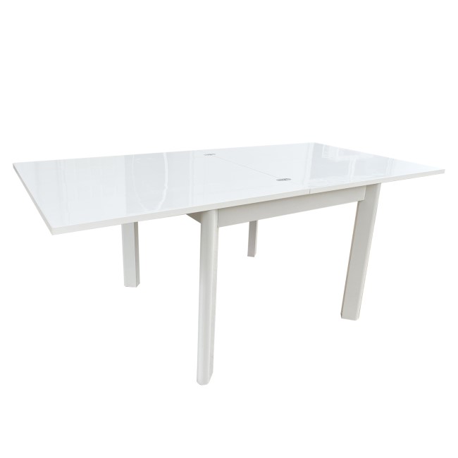 Small White Gloss Square Extendable Dining Table - Seats 2 - 6 - Vivienne