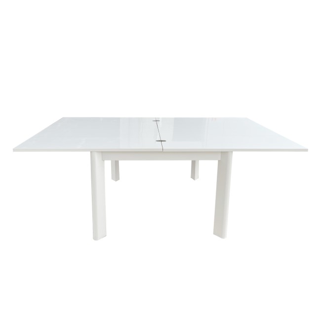 Small White Gloss Square Extendable Dining Table - Seats 2 - 6 - Vivienne