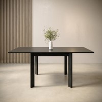 Small Black Wooden Flip Top Dining Table - Seats 2-6 - Vivienne