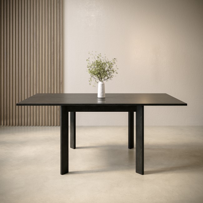 ONLY OPENED - Small Black Wooden Square Extendable Dining Table - Seats 2 - 6 - Vivienne