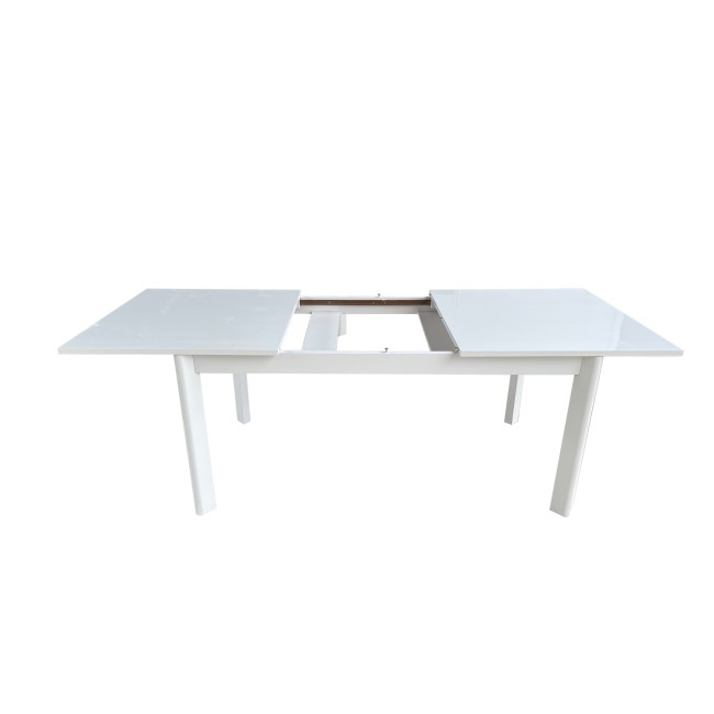 Large White Gloss Extendable Dining Table - Seats 4 - 6 - Vivienne