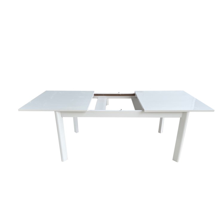 Large White Gloss Extendable Dining Table - Seats 4 - 6 - Vivienne