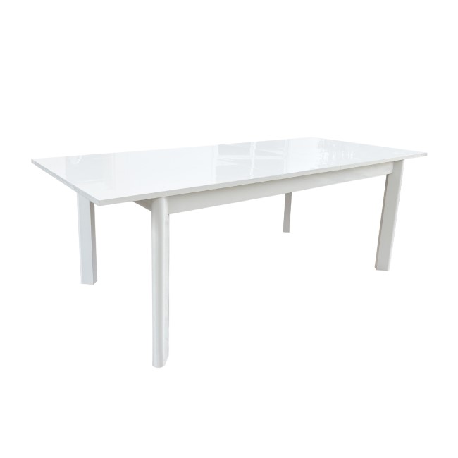 Large White Gloss Extendable Dining Table - Seats 4 - 6 - Vivienne