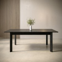 ALMOST PERFECT - Large Black Wooden Extendable Dining Table - Seats 4 - 6 - Vivienne ALMOST PERFECT - Large Black Wooden Extendable Dining Table - Seats 4 - 6 - Vivienne