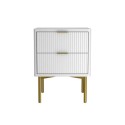 A2/VLC001A ALMOST PERFECT - White and Gold High Gloss 2 Drawer Bedside Table with Legs - Valencia