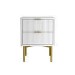 Modern Ribbed White High Gloss 2 Drawer Bedside Table - Valencia