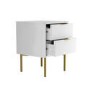 Valencia White High Gloss 2 Drawer Bedside Table with Groove Detail