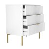 White High Gloss Chest of 3 Drawers with Gold Legs - Valencia