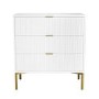 White High Gloss Chest of 3 Drawers with Gold Legs - Valencia