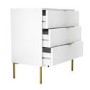 White High Gloss Chest of 3 Drawers with Gold Legs - Valencia