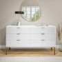 ALMOST PERFECT - Wide White High Gloss Chest of 6 Drawers with Legs - Valencia