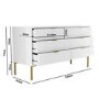 Wide White High Gloss Chest of 6 Drawers with Gold Legs - Valencia