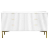 GRADE A2 - Wide White High Gloss Chest of 6 Drawers with Legs - Valencia
