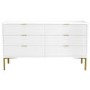 Wide White High Gloss Chest of 6 Drawers with Gold Legs - Valencia