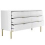 Wide White High Gloss Chest of 6 Drawers with Gold Legs - Valencia