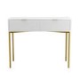 White and Gold High Gloss Dressing Table with 2 Drawers - Valencia