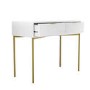 White and Gold High Gloss Dressing Table with 2 Drawers - Valencia