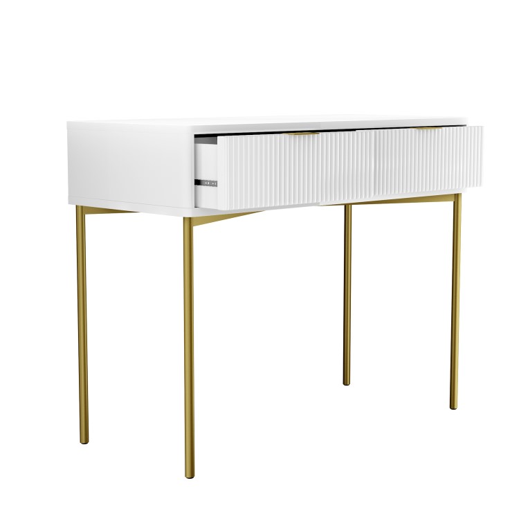 White Gloss Dressing Table with 2 Drawers - Valencia