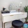 White and Gold High Gloss Dressing Table with 2 Drawers - Valencia